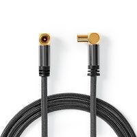 Coaxkabel 100 dB | IEC (Coax) Male - IEC (Coax) Female | Gun Metal Grey | Gevlochten kabel - thumbnail