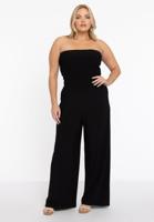 Yoek Jumpsuit smocked strapless | Zwart | Maat 58/60