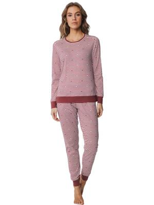 Rebelle Dames Pyjama katoen met lange mouwen - Rood - Maat 46