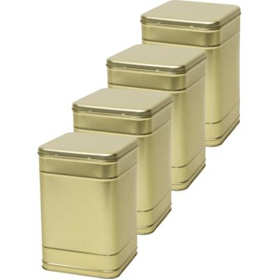 Vierkant opbergblik/bewaarblik - 4x - goud - 16 x 25 cm - Voorraadblikken - Voorraadbussen