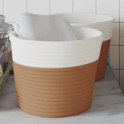VidaXL Opbergmanden 2 st ø 24x18 cm katoen bruin en wit