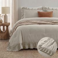 Sale: -30% | Wasbaar Lazy Dekbed Zonder Overtrek - Zonder Overtrek Ruffles - Taupe Grijs - Dekbed-Discounter.nl