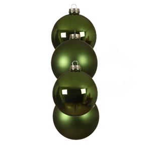 Decoris kerstballen - 4x st - groen - D10 cm - glas - kerstversiering