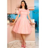 Dolly & Dotty Darlene Polka Swing Dress Light Pink-XL
