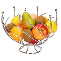 Fruitschaal/fruitmand op voet rond zilver metaal 30 cm - thumbnail