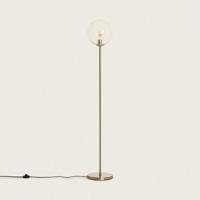 Staande vloerlamp goud met glazen kap E27 fitting en vloerschakelaar 'Gesina' 151 cm Staande vloerlamp goud met glazen kap E27 fitting en vloerschakelaar 'Gesina' 151 cm