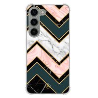 Samsung Galaxy S23 siliconen shockproof hoesje - Marmer triangles Samsung Galaxy S23 siliconen shockproof hoesje - Marmer triangles