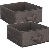 Set van 4x stuks opbergmand/kastmand 14 liter donkergrijs polyester 31 x 31 x 15 cm