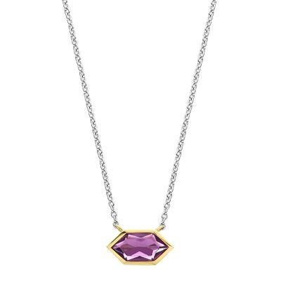 TI SENTO-Milano 34041PU Ketting zilver-kleursteen zilver-en goudkleurig-paars 38-48 cm