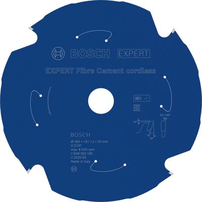 Bosch Accessoires EXPERT Fibre Cement cordless-Cirkelzaagblad | 160 x 1,8/1,2 x 20 mm | T4 - 2608902199