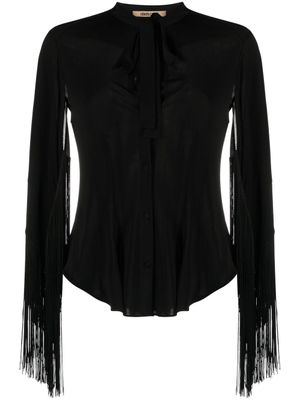 Roberto Cavalli chemise à franges - Noir