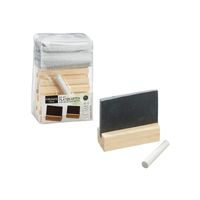Set van 30x beschrijfbare naambordjes met houten houder en krijt