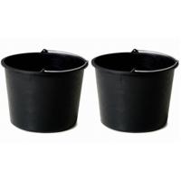 Bouwemmer - 3x stuks - 20 liter - specie emmer - met maatverdeling - huishoudemmer