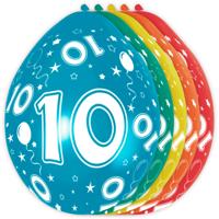 10 Jaar thema versiering heliumballonnen - 5x stuks - 30 cm - feestartikelen/versiering - gekleurd