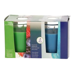 Set van 2 geurkaarsen forest fruits en ocean breeze in glas