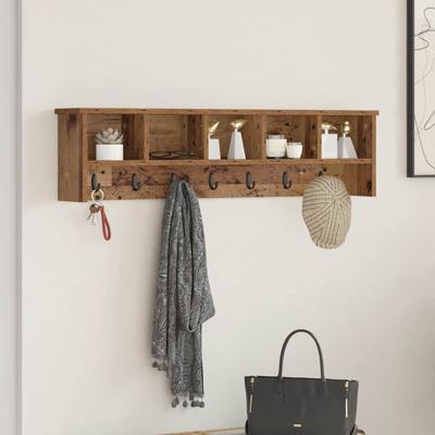 Wandgemonteerde kapstok Oud hout 100 x 16 x 26 cm Bewerkt hout