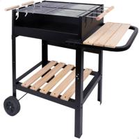 Kolenbarbecue met wielen Aktive Geëmailleerd metaal 100,5 x 88,5 x 40 cm Zwart