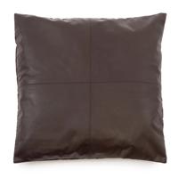 De Four Panel Leather Kussenhoes - Chocolade - 60x60