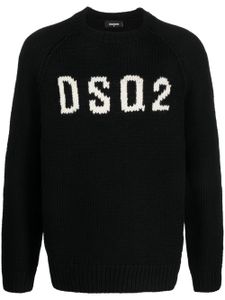 DSQUARED2 logo intarsia-knit wool jumper - Noir