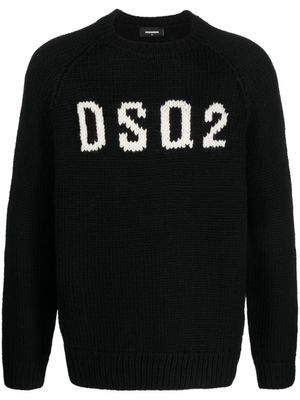 DSQUARED2 pull à logo en intarsia - Noir