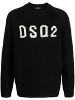 DSQUARED2 logo intarsia-knit wool jumper - Noir