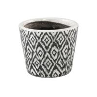 PTMD bloempot beire m ikat print zwart/wit 12 cm | 12 stuks