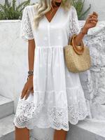 Cotton Jacquard Loose Elegant Dress - thumbnail
