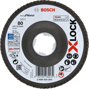 Bosch Accessoires X-LOCK Lamellenschijf Best for Metal schuin, glasvezel, Ø125mm, G 80, X571 - 1 stuk(s) - 2608619203
