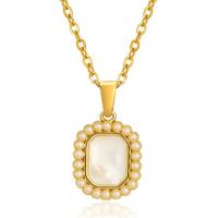 Cilla Jewels Goudkleurige Dames Ketting met Rechthoekige Parelmoer Hanger