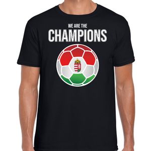 Hongarije EK/ WK supporter t-shirt we are the champions met Hongaarse voetbal zwart heren