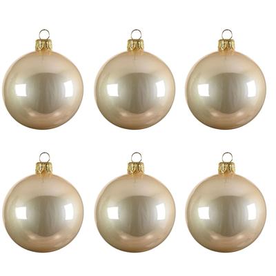 Decoris kerstballen - 6x st - licht parel/champagne - 8 cm - glas - kerstversiering