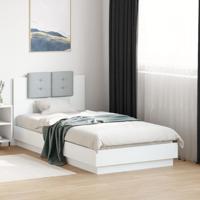 Bedframe met hoofdbord en LED-verlichting wit 75x190 cm