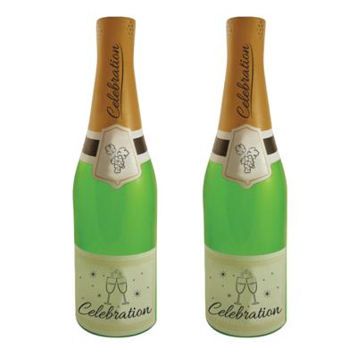 Opblaasbare champagne fles - 2x - 73 cm - feestdecoratie - oud & nieuw - jubileum
