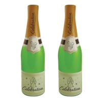 Opblaasbare champagne fles - 2x - 73 cm - feestdecoratie - oud & nieuw - jubileum