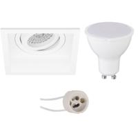 LED Inbouwspot Set - GU10 - Vierkant Mat Wit - 6W - Natuurlijk Wit 4200K - Kantelbaar