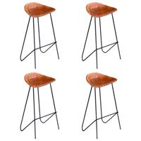 Barstoelen 4 st echt leer bruin