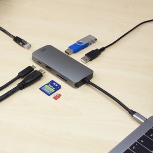 ACT AC7041 USB-C naar HDMI multiport adapter met ethernet, USB hub, cardreader en PD pass through