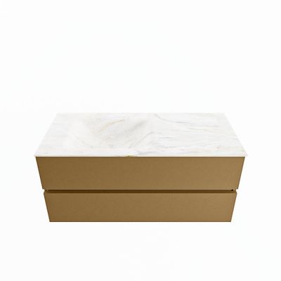 MONDIAZ VICA-DLUX 110cm badmeubel onderkast Oro 2 lades. Inbouw wastafel CLOUD links zonder kraangat, kleur Ostra.