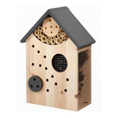 Insectenhotel - hout - grijs / naturel - 21 x 11 x 30 cm - bijenhotel / Insectenhuis
