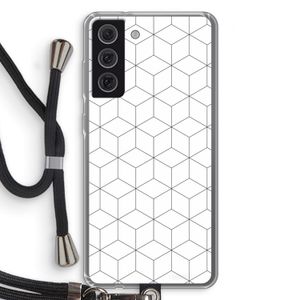 Zwart-witte kubussen: Samsung Galaxy S21 FE Transparant Hoesje met koord