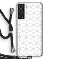 Zwart-witte kubussen: Samsung Galaxy S21 FE Transparant Hoesje met koord