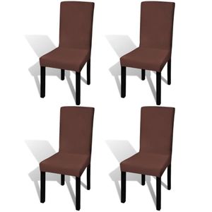 VidaXL Stoelhoezen 4 st stretch recht bruin