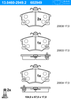 Remblokkenset, schijfrem ATE, u.a. für Alfa Romeo, Fiat, Lancia