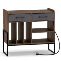 Platenrek Platenspelertafel met Stopcontacten USB- en Type-C-aansluitingen Geschikt voor de Woonkamer Bruin