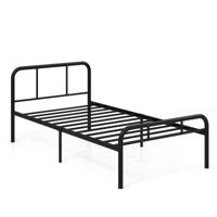 Eenpersoonsbed met Hoofd- en Voeteneinde Metalen Bed Bedframe Metalen Platformbed voor Matras van 90 x 200 cm