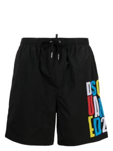 DSQUARED2 short de bain à logo imprimé - Noir