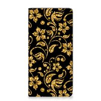 Samsung Galaxy S23 Smart Cover Gouden Bloemen - thumbnail