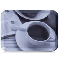 1x Dienbladen kunststof met koffieprint 30 x 22 cm