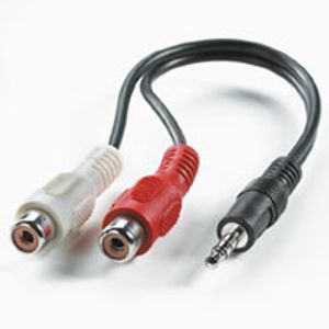 Value 11.99.4340 Jackplug Audio Aansluitkabel [1x Jackplug male 3,5 mm - 2x Cinch-koppeling] 0.20 m Zwart Afgeschermd