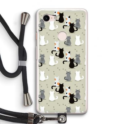 Katten: Pixel 3 Transparant Hoesje met koord